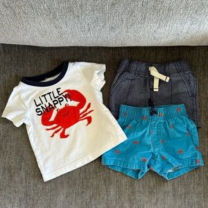 Carter’s 9m Little Snappy 🦀 Shirt + Shorts Set